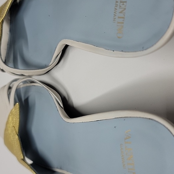 VALENTINO GARAVANI FOLIAGE SLIDE SANDAL GOLD/WHITE SZ 37 1/2EU 7.5US AUTHENTIC - Picture 8 of 16